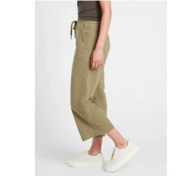 Athleta Farallon Heathered Wide Crop Pants Shadow Olive Heather Plus size 24 - Picture 12 of 12